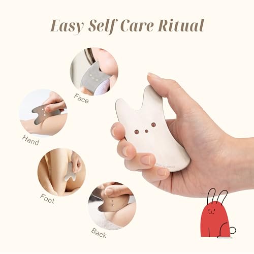DICAS Pocket Healing Bunny Gua Sha – Mini Stainless Steel Tool for Beauty, Face & Body Puffiness, Tension Relief & Skincar...