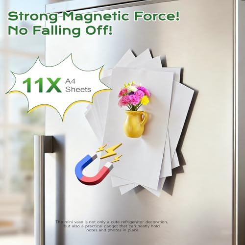 Renmxj 8 Pcs Refrigerator Magnets - Cute Mini Ceramic Vase Fridge Magnets with Artificial Flowers, Funny Tiny Vase Magnet ...