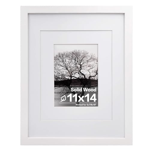 Egofine 11x14 Picture Frame White - Photo Frame Made of Solid Wood Covered by Plexiglass for Table Top Display Pictures 5x...