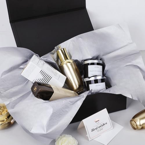 UoeRing 1 Pcs Black Gift Box 9.5x6x3 inch Small Luxury Gift Box for Presents with Magnetic Lid Collapsible,Birthday,Christ...