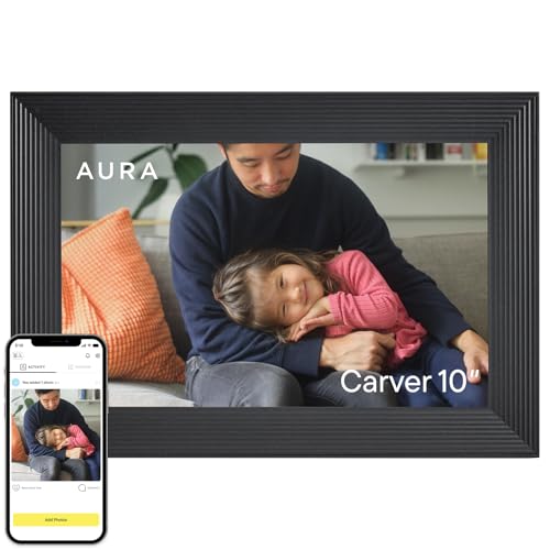 Aura Carver HD WiFi Digital Picture Frame, 10.1”, Add Photos with Aura App, Free Unlimited Storage - Wirecutter’s Pick for...