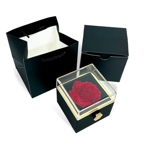 JYCMMFC Romantic Gifts for Her Rose Ring Box Jewelry Box Artificial Flowers Eternal Rose Box Anniversary Wedding Valentin...