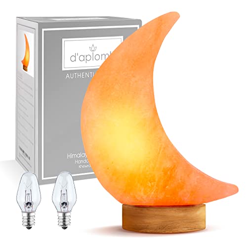 d'aplomb 100% Authentic Natural Himalayan Salt Lamp;Hand Carved Moon Pink Crystal Rock Salt from Himalayan Mountains; Dimm...