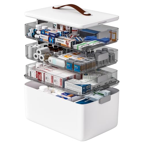 funest 4- Tier Medicine Storage Box Organizer Portable First Aid kit Box Sewing, Art, Craft with Handle, Multipurpose Medi...