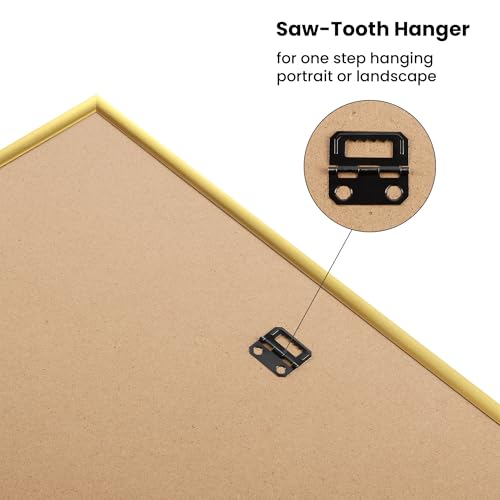 upsimples 12x16 Picture Frame Gold 3 Pack, Scratch-Proof Poster Frames 12 x 16 for Photo Gallery - Slide-In Strips, Horizo...