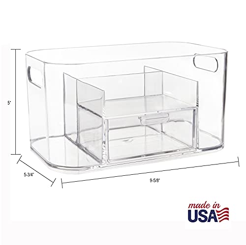STORi Bliss Clear Makeup Organizer for Countertop, Divided Bathroom Organizer & Storage Drawer, Makeup Brush Holder, Cosme...