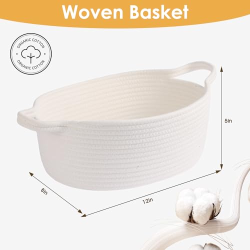 HOBASKET Small Woven Cotton Rope Basket for Gift with Bags and Ribbons, Durable Baskets for Christmas Halloween Gifts Empt...