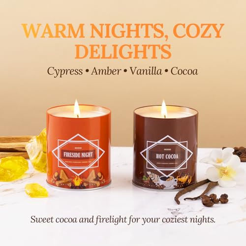 Winter Scented Candles Valentine's Gift Set – 54oz (6×9oz) Soy Candles for Home, Scents of Hot Cocoa/Fireside/Cinnamon Clo...