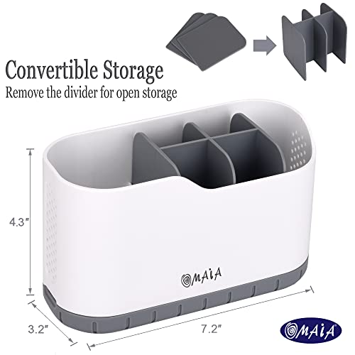 OMAIA Sink Caddy - Sink Organizer for Home, Kitchen, Wash Basin - Holder with Removable Dividers for Sponge, Brush, Toothb...