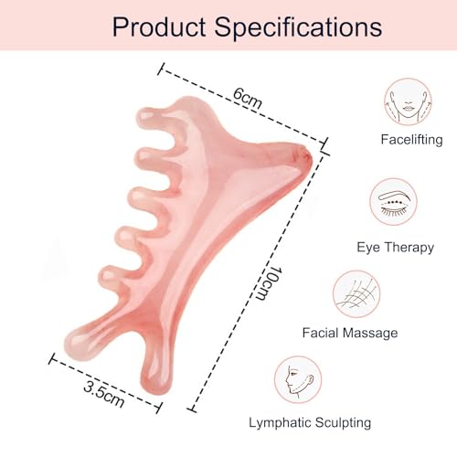 Gua Sha Facial Tools,4 in 1 Resin Head Massager Scalp Comb with Gift Pouch,Guasha Tool for Face, Eye & Body Lymphatic Drai...