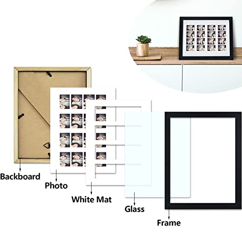 Golden State Art, 8.5x11 Photo frame with mat for 4 2x6 photo booth pictures, Includes Real Glass & Easel Back Display, ma...