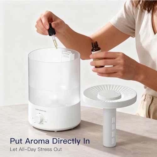 MEGAWISE 2 pack 3.5L Ultrasonic Cool Mist Humidifier – Top-Fill, Essential Oil Diffuser, Quiet Operation, Night Light, Aut...