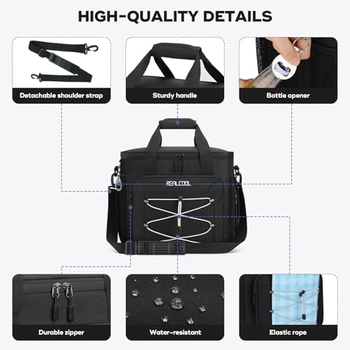 RealCool Soft Cooler Bag 35/45Can, Collapsible Cooler Insulated Leak Proof, Large Lunch Box for Men Women, Soft-Sided Cool...