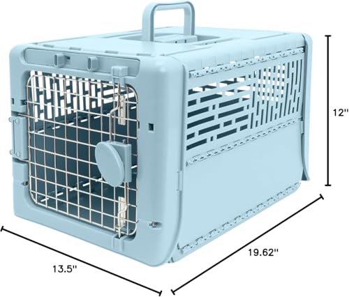 SportPet Designs Collapsible X-Small Pet Travel Carrier (Blue), Hard-Sided Kennel for Small Dogs, Puppies, Cats, Kittens, ...