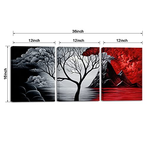 Wieco Art The Cloud Tree 3 Panels Modern Giclee Canvas Prints Artwork Abstract Seascape Paintings Reproduction Sea Beach P...