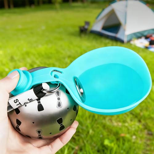 Foldable Pet Water Bottle, Portable Leak Proof Dog Water Bottle with Silicone Drinking Bowl, 304 Stainless Steel Travel Wa...