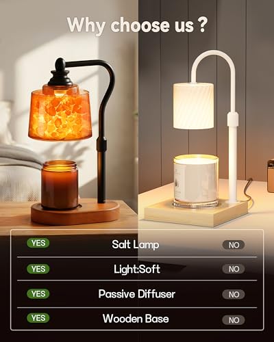 CaHomet 3-in-1 Candle Warmer Lamp with Timer Dimmable, Himalayan Salt Lamp & Passive Diffuser, Gifts for Women, House Warm...
