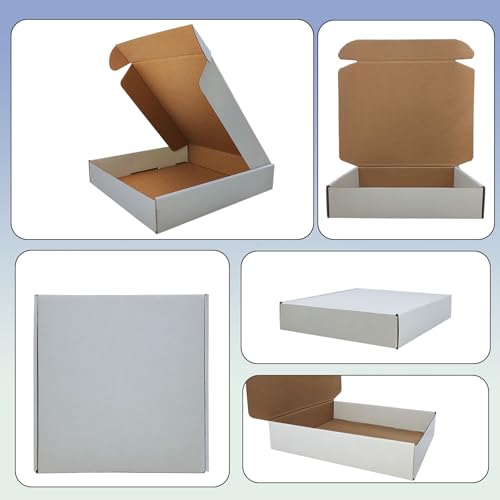 10 x 10 x 2 inch Shipping Boxes Set of 25， White Corrugated Cardboard Box Mailer Boxes for Packaging Small Business Shippi...