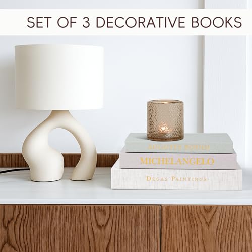 XKDOUS 3 Pack Linen Decorative Books for Home Decor Gold Foil Cover Modern Faux Decor Book Aesthetic Coffee Table Books Ho...