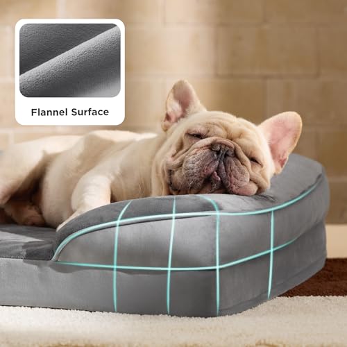 Bedsure Orthopedic Dog Bed Medium Size Dogs - Washable Small Medium Dog Cat Bed Waterproof, Comfort Cats Couch Sofa with W...