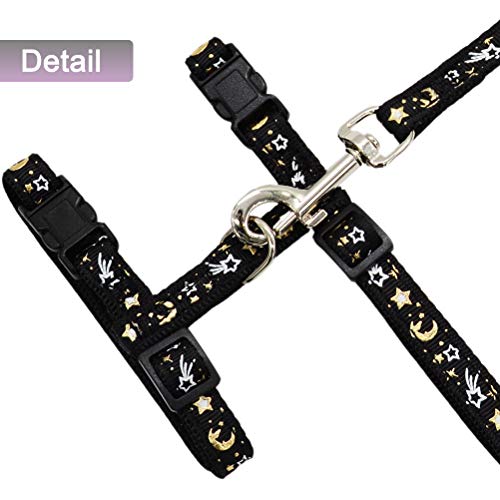 Cat Harness and Leash Set for Outdoor Walking Escape Proof Adjustable Soft Safety Strap with Golden Star and Moon Design G...
