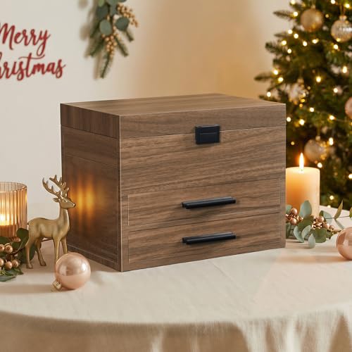 HOOBRO Wooden Jewelry Box for Women Girls, 4-Layer Jewelry Organizer with Vertical Necklace Storage, Large Jewelry Holder ...