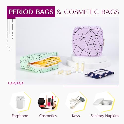 Likesing Period Bag for Tampon, Leather Sanitary Napkin Storage Bag for Girls Womens, Portable Sanitary Napkin Period Pad ...