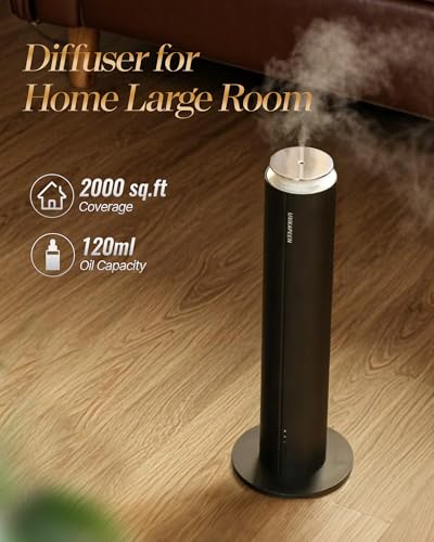 Diffusers for Home Large Room,Waterless Essential Oil Diffuser with 2000 Sq.Ft Coverage,Cordless Battery Operated Diffuse...