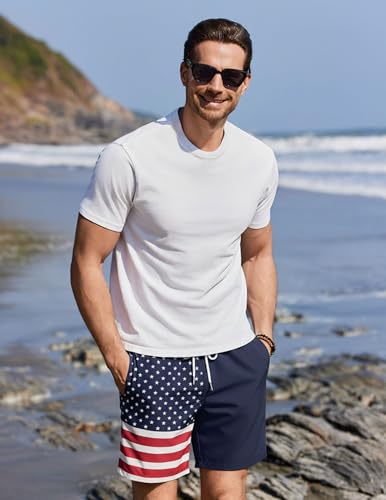 COOFANDY Mens Swim Trunks with Compression Liner Quick Dry 7 Inch Bathing Suit Beach Short with Zipper Pockets