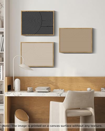 Drsoum Mid-Century Modern Framed Wall Art Minimalist Abstract Boho Neutral Line Wall Decor Geometric Artwork Kitchen Dinin...