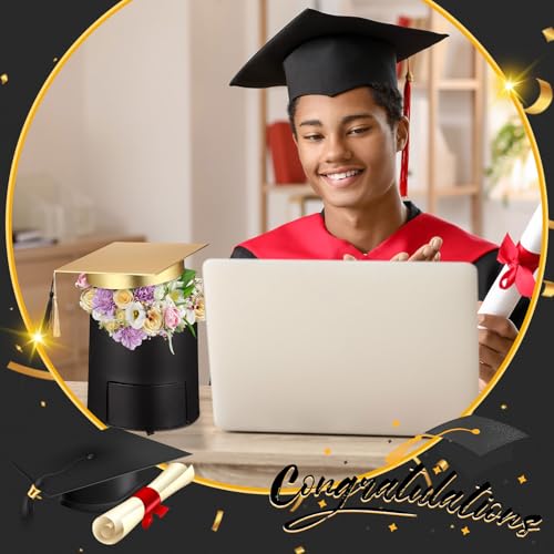 Weekgrat 2 Pack Graduation Flower Box Graduation Cap Gift Boxes 6.9 x 6.4 in empty Container for Grad Party Outdoor Indoor...