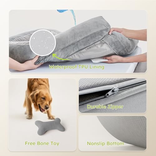 CWAWZ Extra Large Dog Bed, Orthopedic Dog Bed with Cooling Gel Memory Foam, Waterproof XL Pet Bed with Removable Washable ...