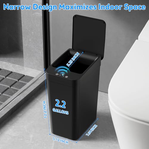 Bathroom Trash Can with Lid, KOEYLE 2 Pack 2.2 Gallon Automatic Touchless Garbage Can, Small Motion Sensor Smart Trash Ca...