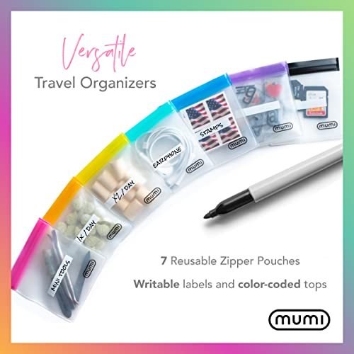 MUMI Mini Zipper Pouch Set – 7 Reusable 3x3” Clear Mesh Zipper Bags with Writable Labels | Small Leak-Proof Small Pouches ...