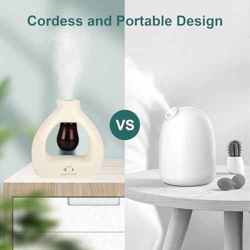 HAPPTWS Waterless Essentil Oil Diffuser Set - Cordless Diffuser 3 Timer Settings Battery Operated for Bedroom Yoga Studio ...