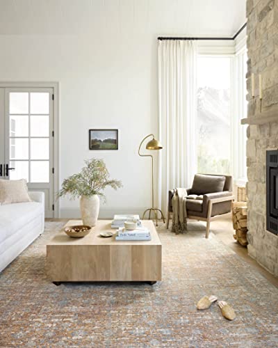 Loloi Angela Rose Blake Collection BLA-05 Sand/Sky 6'-7" x 9'-10", .25" Pile Height, Fringe, Area Rug