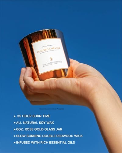 Benevolence LA Eucalyptus Orange Wood Wick Candles | Soy Christmas Scented Candles for Home | Holiday Candle Gifts for Wom...