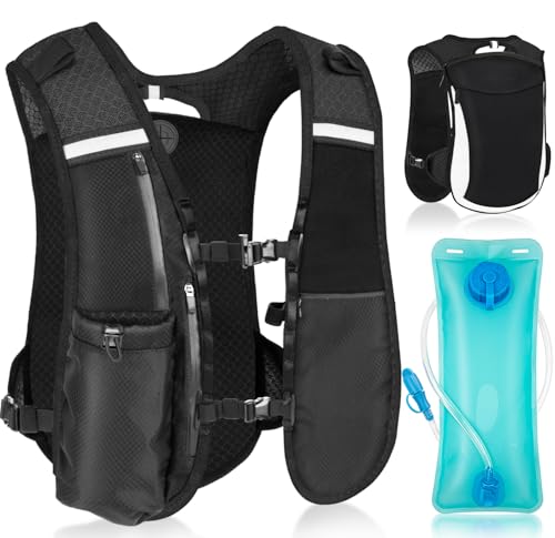 Hydration Backpack with 2L Water Bladder, Lightweight Running Vest for Women Men, Adjustable Straps, Multi-Pocket Water ba...
