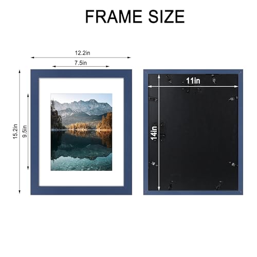 SZYUU 11x14 Picture Frame Set of 4, High Definition Real Glass, Display Pictures 8x10 with Mat or 11x14 Without Mat, Galle...
