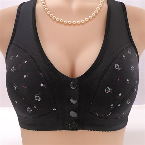 Daisy Bras for Older Women Front Closure Convenient Everyday Bras Mid Buttons Comfortable No Underwire Gathering Bras