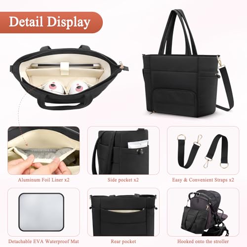 Wearable Breast Pump Bag for Working Mom, Breastmilk Cooler Tote Bag with Insulated Compartment, Breast Pump Bag with Ice ...