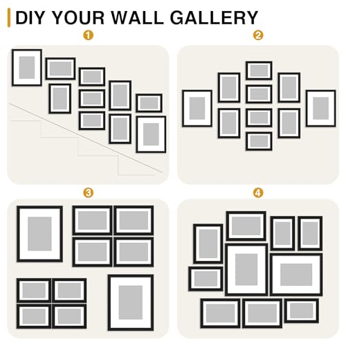 decorUhome Picture Frames Collage Wall Decor for Photo Gallery Display, Assorted Picture Frames set of 10 Including Two 8x...