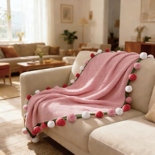 SoffMoiis Rose Flowers Bouquet Blanket, Handmade Floral Throw Blankets, Romantic Gifts for Mom, Sister, Friend for Birthda...