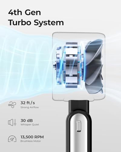 Bearwind Portable Handheld Turbo Fan - 5 Gear High Speed 4000mAh Rechargeable Mini Personal Hand Fan Blow Cold Air, Batter...