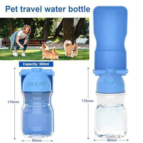 Dog Water Bottle, Portable Leak-Proof Water Dispenser with Drinking Bowl for Dogs and Cats, Travel Puppy Fountain Pet Wate...