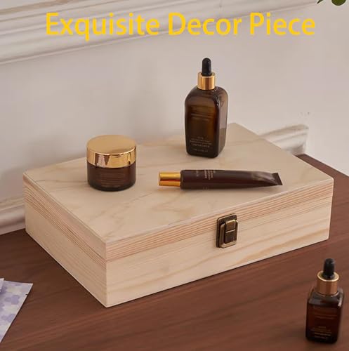 YXFZPAN Wooden Box with Hinged Lid - 8x6x3 Inch Natural Gift Box for Craft DIY Jewelry Boxes - Small Reusable Storage for ...