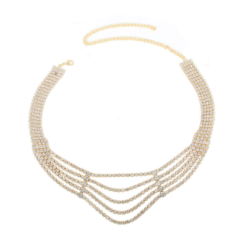 Sexy And Extravagant Rhinestone Necklace And Body Chain Set