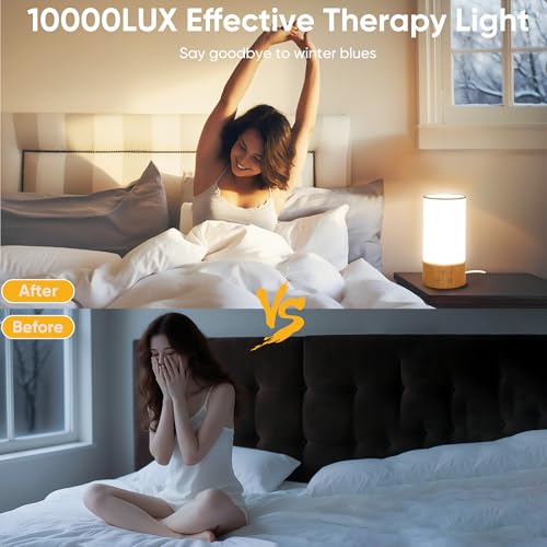 Caromolly Light Therapy Lamp, Happy Lamp 10,000 LUX UV Free with 3 Color Temperature & 5 Brightness Level, Full Spectrum L...