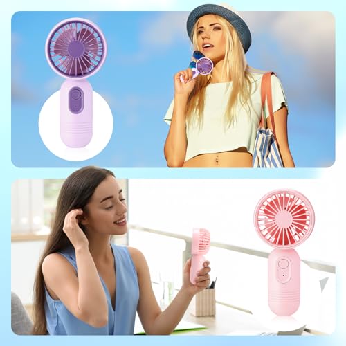 Rossesay 6 Pcs Mini Portable Fan Bulk Cute Handheld Lightweight Small Little Personal Hand Eyelash Fan 3 Speeds USB Rechar...