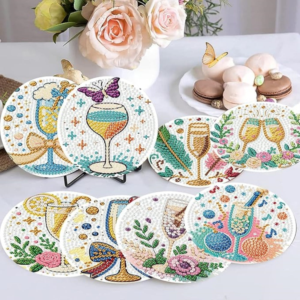Diamond Art Drawing Coaster With Bracket, DIY Beautiful Pattern Diamond Art Coaster, Suitable For Adults And Beginners Diamond Drawing Kit, Diamond Kit Craft Supplies, Exquisite Gifts For Friends